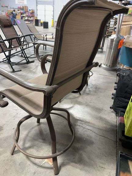 AS IS - (4) ALL WEATHER SWIVEL PATIO CHAIRS - BROWN