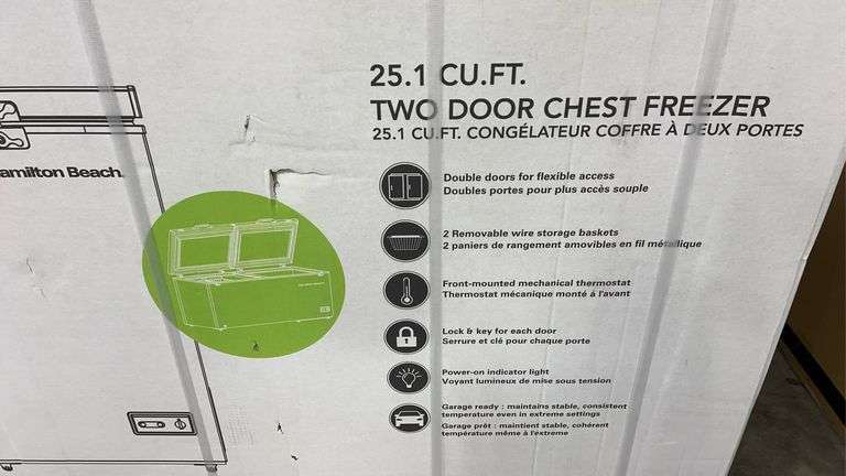 HAMILTON BEACH 25.1CU FT CHEST FREEZER IN BOX