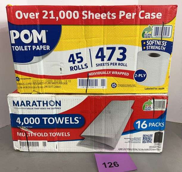 BOX OF PAPER TOWELS & BOX OF TOILET PAPER