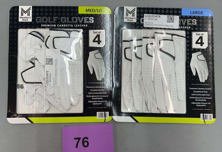 (2) PACKS OF GOLF GLOVES - SIZES M/L & L