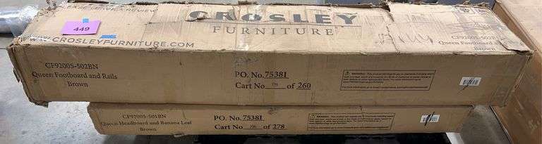 CROSLEY FURNITURE QUEEN BED IN BOXES - BROWN