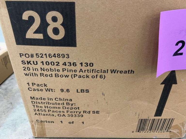 (6) 20" NOBLE PINE ARTIFICIAL WREATHS IN BOX