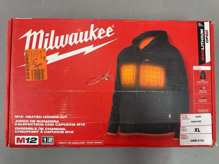 MILWAUKEE M12 HEATED HOODIE KIT IN BOX SIZE XL - BLACK