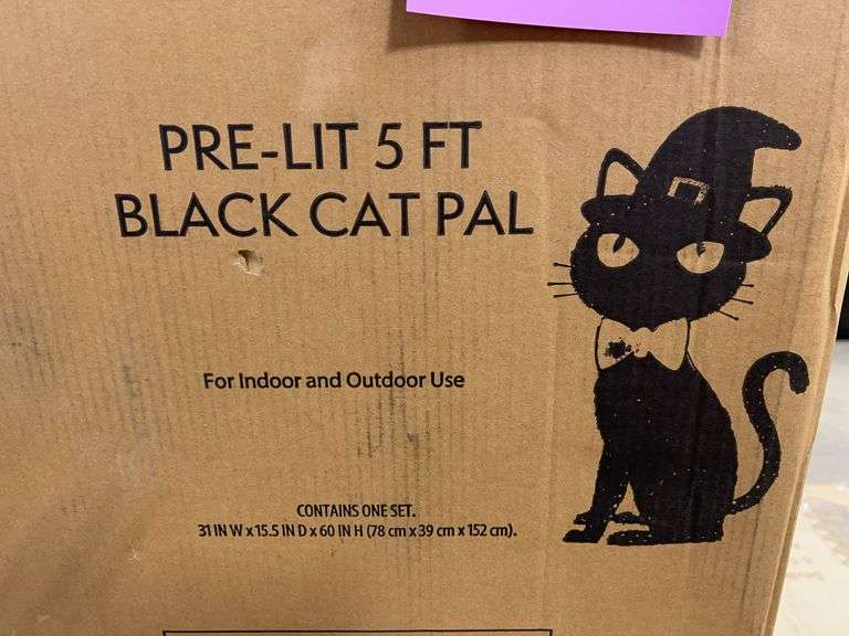 AS IS - (2) PRE LIT 5FT BLACK CAT PALS IN BOXES
