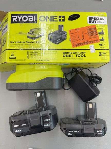 RYOBI 18V LITHIUM STARTER KIT W/ BOX