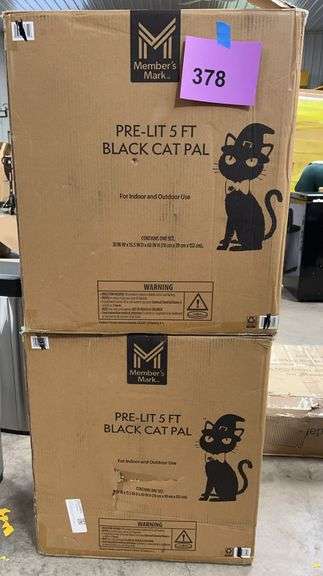 AS IS - (2) PRE LIT 5FT BLACK CAT PALS IN BOXES
