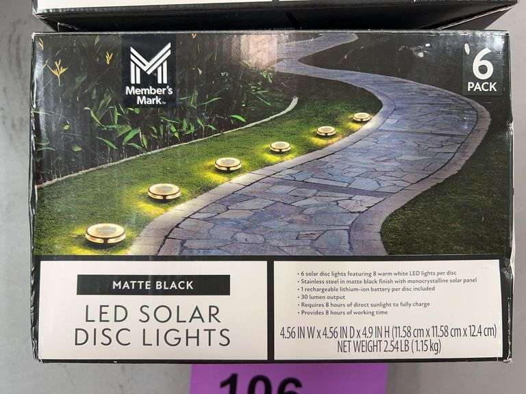(2) 6PC LED SOLAR DISC LIGHTS IN BOXES - MATTE BLACK