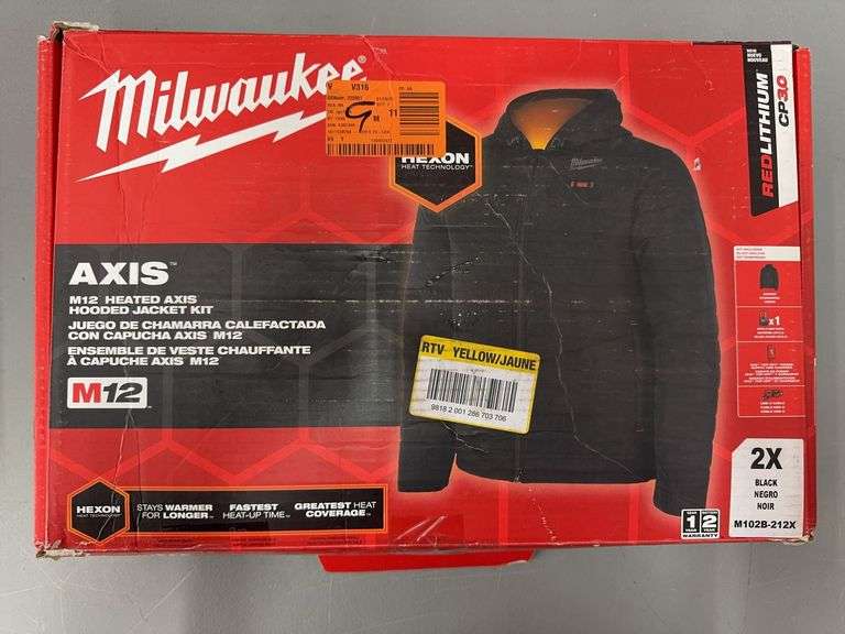 MILWAUKEE AXIS M12 HEATED HOODED JACKET KIT IN BOX SIZE 2XL