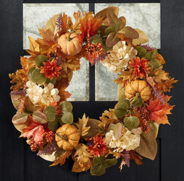 26" HARVEST WREATH IN BOX - HYDRANGEA