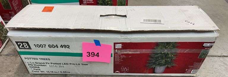 4.5FT PRE LIT GRAND FIR POTTED TREE IN BOX