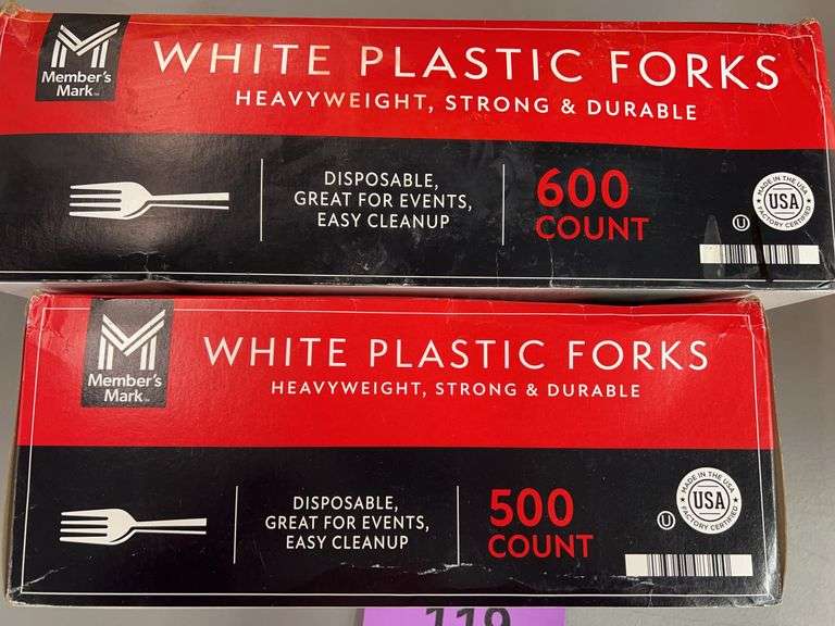 (2) BOXES OF WHITE PLASTIC FORKS