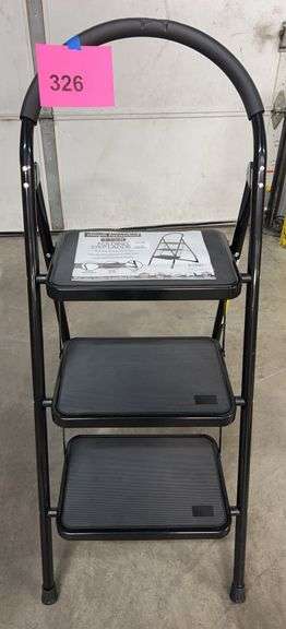 SIMPLI FURNISHED 3 TIER FOLDING STEP LADDER - BLACK