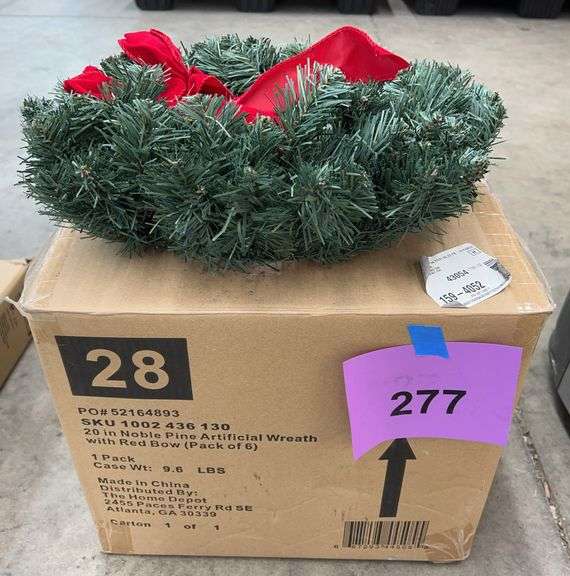 (6) 20" NOBLE PINE ARTIFICIAL WREATHS IN BOX