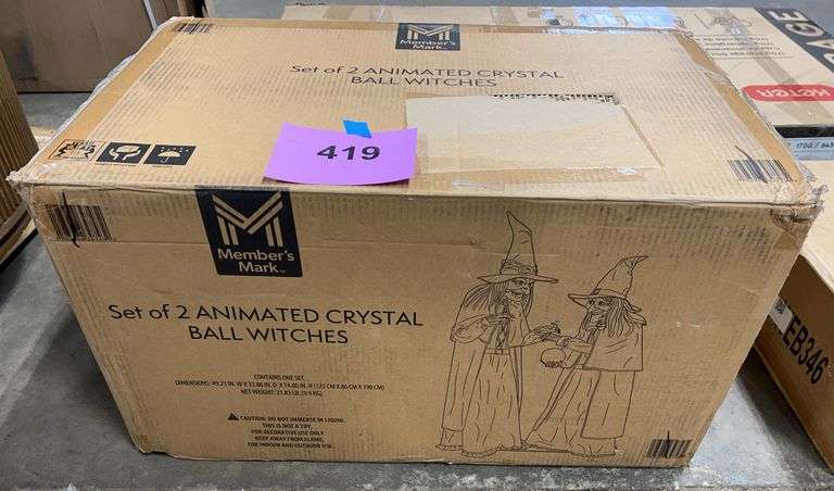 2PC ANIMATED CRYSTAL BALL WITCHES IN BOX