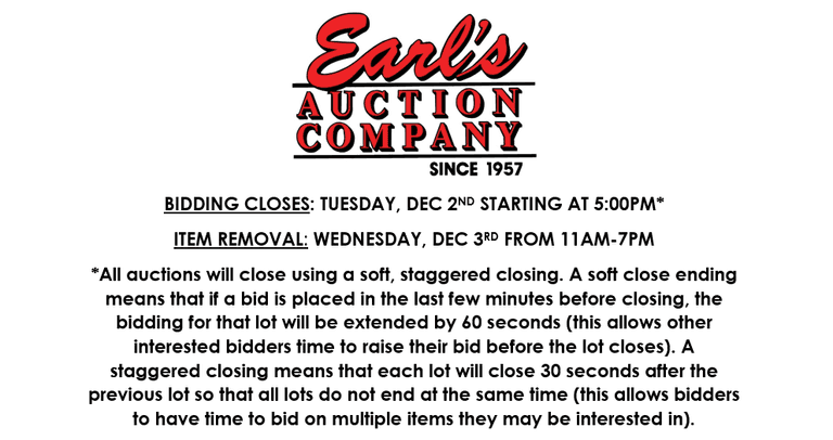ENDS TUESDAY! ONLINE AUCTION 11/25-12/2 (RED)