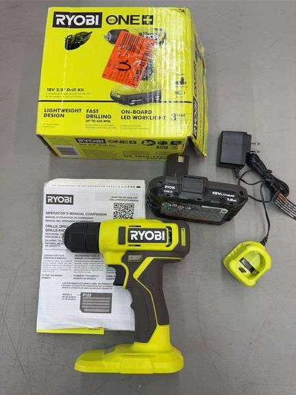 RYOBI 18V 3/8" DRILL KIT W/ BOX