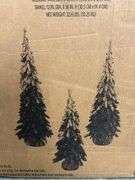 3PC PRE LIT FROSTED TREES IN BOX - FLOCKED