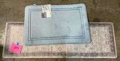 20"x 60" CUSHION MAT & MEMORY FOAM BATH MAT - GREY & BLUE
