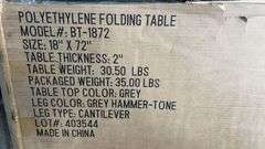 NATIONAL PUBLIC SEATING 18"x 72" FOLDING TABLE IN BOX - GREY