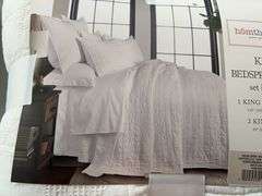 HOMTHREADS KING BEDSPREAD SET - WHITE
