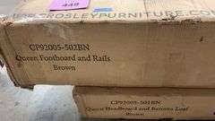 CROSLEY FURNITURE QUEEN BED IN BOXES - BROWN