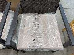 AS IS - (2) WICKER KING PATIO CHAIRS - BROWN & GREY