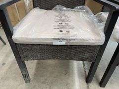 AS IS - (2) WICKER KING PATIO CHAIRS - BROWN & GREY