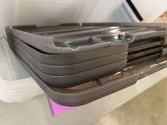 AS IS - (5) CLEAR PLASTIC STORAGE TOTES W/ LIDS