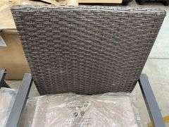 AS IS - (2) WICKER KING PATIO CHAIRS - BROWN & GREY