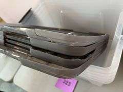 AS IS - (5) CLEAR PLASTIC STORAGE TOTES W/ LIDS