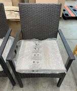 AS IS - (2) WICKER KING PATIO CHAIRS - BROWN & GREY
