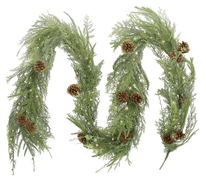 (2) 9FT CYPRESS GARLANDS W/ PINECONES IN BOXES