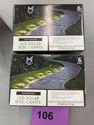 (2) 6PC LED SOLAR DISC LIGHTS IN BOXES - MATTE BLACK