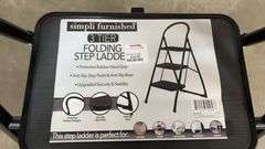 SIMPLI FURNISHED 3 TIER FOLDING STEP LADDER - BLACK