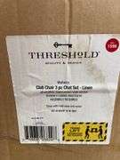THRESHOLD 3PC CLUB CHAIR CHAT SET IN BOX - LINEN