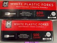 (2) BOXES OF WHITE PLASTIC FORKS