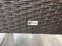 AS IS - (2) WICKER KING PATIO CHAIRS - BROWN & GREY