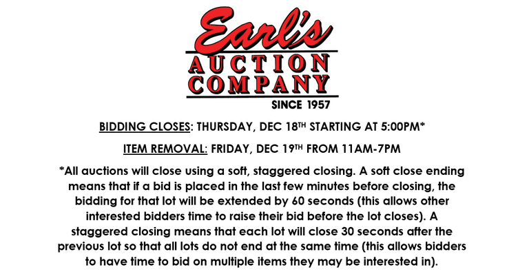 ENDS THURSDAY! ONLINE AUCTION 12/13-12/18 (RED)