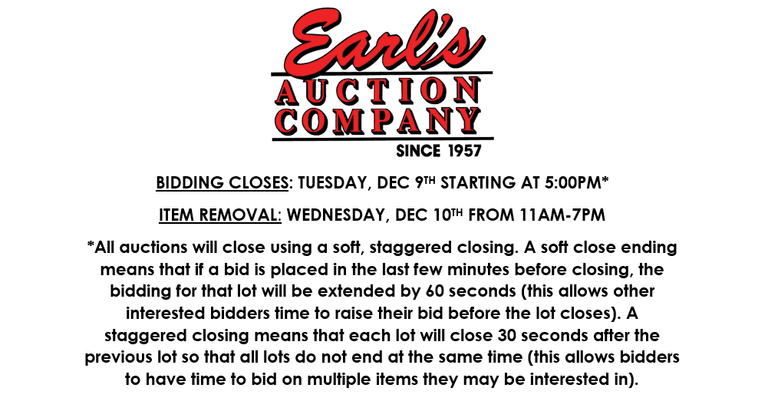 ENDS TUESDAY! ONLINE AUCTION 12/5-12/9 (YELLOW)