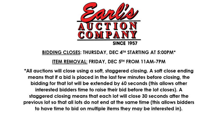 ENDS THURSDAY! ONLINE AUCTION 12/1-12/4 (GREEN)