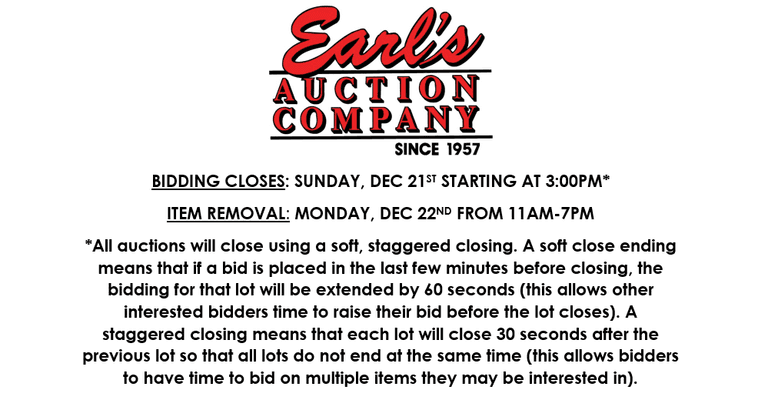 ENDS SUNDAY! ONLINE AUCTION 12/15-12/21 (GREEN)