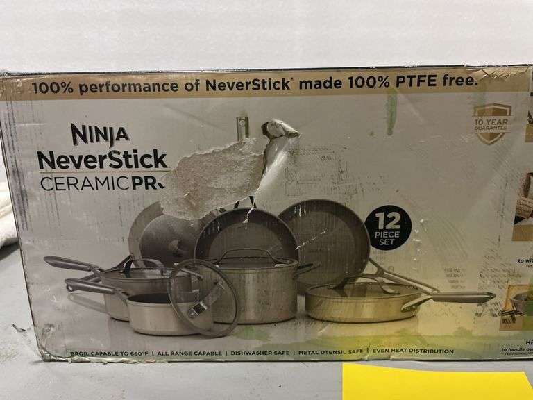 NINJA NEVERSTICK CERAMIC PRO 12PC COOKWARE SET IN BOX - Earl's Auction ...