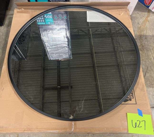 JILL ZARIN 36" ROUND METAL MIRROR - BLACK - Earl's Auction Company