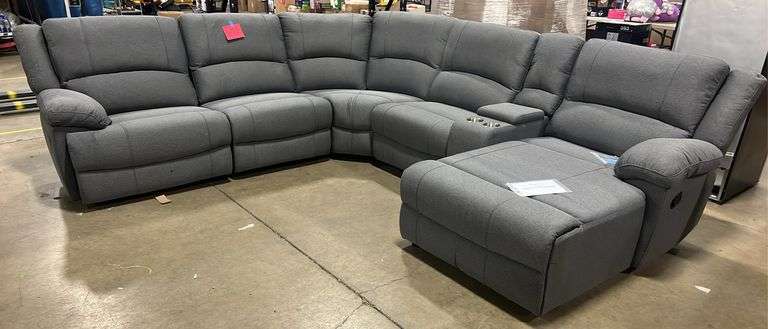 ABBYSON LIVING FLETCHER 6PC FABRIC RECLINING SECTIONAL SOFA - GREY ...
