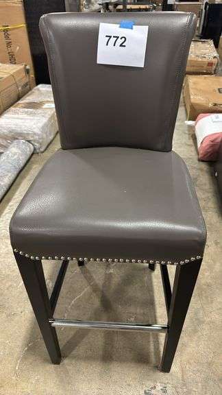 NAILHEAD TRIM BAR STOOL - GREY