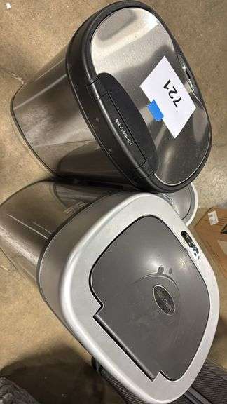 AS IS - (3) STAIBNLESS MOTION SENSOR TRASH CANS