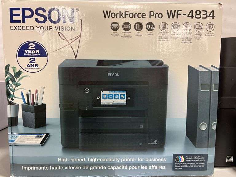 EPSON WORKFORCE PRO WF-4834 PRINTER W/ BOX - Earl's Auction Company