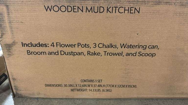 KIDS WOODEN MUD KITCHEN IN BOX