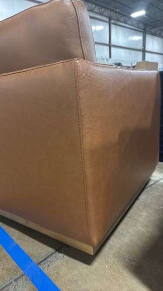 COLE & RYE LEATHER SWIVEL ACCENT CHAIR