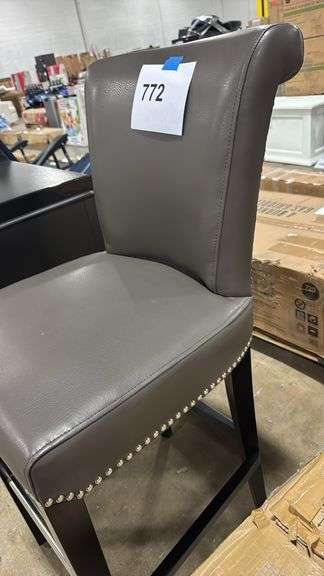 NAILHEAD TRIM BAR STOOL - GREY